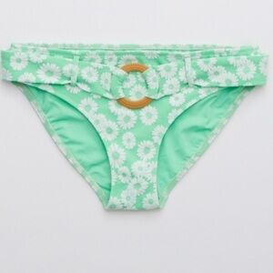 Aerie • NWT Green Floral Bikini Bottom with Belt